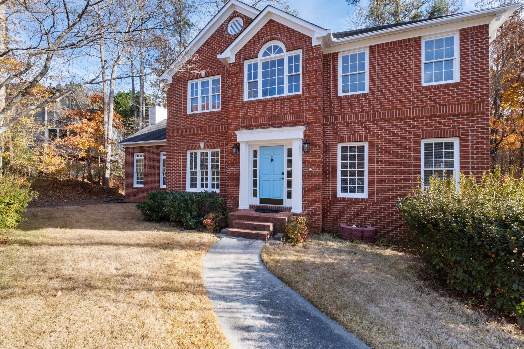 Brick front entrance and walk to the main door